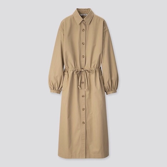 UNIQLO JW Anderson Twill Long-Sleeve Shirt Dress in Beige Size Medium M - Picture 2 of 2
